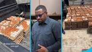 Dumelo flaunts over 500 egg crates that the chicks he bought in Jan have produced, video awes many