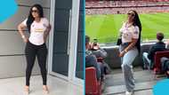 Serwaa Amihere goes to Emirates, peeps react to photos: “The jersey looks good on you”