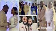 Guests scream in church as Mercy Chinwo and hubby kiss during white wedding, first videos hit social media