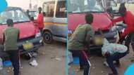 Hawker escapes death after being trapped under trotro in scary road accident