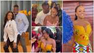 Beautiful Ghanaian bride Winnie shows off dancing moves in elegant corseted kente on her wedding day