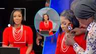 GHOne TV presenter Serwaa Amihere slays in a red dress as she resumes work after long break