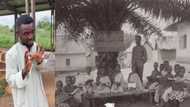 Teacher Kwadwo: Popular Ghanaian comedian has shared pictures of Ghanaian Pupils from 1912 asking, how long has it been?
