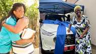 Grateful child: Young man celebrates buying expensive Nissan 4X4 car for mum