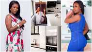 Woma sika y3 akono: Fans hail Delay as video of her expensive kitchen with customised fridge pops up