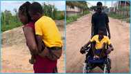 Ghanaian boy whose mother used to carry him on her back to school everyday receives electric wheelchair