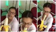 Na longer throat cause am: Lady bites fresh banana in man's hand, what she got shocked her in stunning video