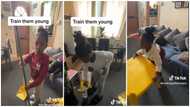 Ghanaian man in UK shares nice moment 3 little kids were performing house chores: “You’ve trained them well”