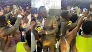 Handsome Ghanaian man splashes dollars on mother at her birthday party, folks hail him for giving back