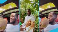 Osei Kwame Despite's son Saahene humbly drinks coconut in trending video