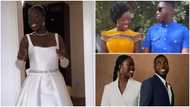 Ghanaian bride Samantha flaunts her smooth skin in a backless white gown