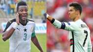 Asamoah Gyan reacts to Cristiano Ronaldo equalling record; photo pops up