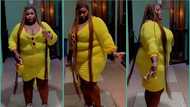 Plus-sized lady flaunts body shape in yellow bodycon gown, video trends: "She didn't create herself"