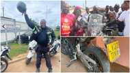 Hours after experiencing a flat tyre, UK to Lagos biker enters Benin Republic, expected in Nigeria on May 29