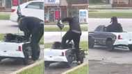 Adult driving around in a toy car surprises many and cause massive stir; video Goes Viral