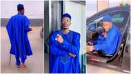 Shatta Wale: Dancehall Musician Slays In Blue Agbada; Hops In Luxurious Benz In Video