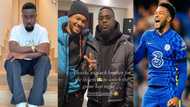 Sarkodie hangs out with Chelsea defender Reece James at Stamford Bridge after UEFA Champions League match, photo, video drop