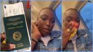 Pretty Ghanaian lady cries aboard a plane as she relocates to UK: "I understand your tears"