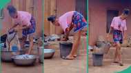 Lady visits her boyfriend's mother, washes pile of clothes to prove she's wife material