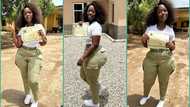 Corps member's body shape gets attention online, photos trend: "How did she wear her trouser?"