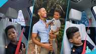 KiDi's son Zane dances and sings to his hit song Likor during a car ride, lovely video warms hearts: "Dad's number one fan"