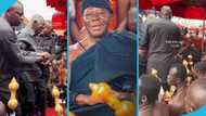 Kufuor walks gingerly with three men to pay homage to Otumfuo at Asantehemaa's 1-week