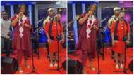 Michy slays in jalabia, grabs mic and performs gospel songs on live tv, video emerges