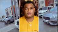 "Too many luxury cars": Exotic cars parked In front of Kwadwo Safo Kantanka Jnr's magnificent mansion causes online stir