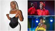 Ghanaian musician Efya stuns in red see-through lace dress and high heels