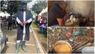Video Of John Dumelo Cooking In A Farm With Firewood Warms Ghanaian Hearts; He Is Hardworking