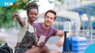 Ghanaian lady welcomes obroni boyfriend at Terminal 3: "We met on a dating site"