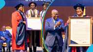 Akufo-Addo gives wife Rebecca warm kiss on stage as she receives honorary doctorate from UPSA