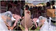 "He go still cheat" - Many say as groom cries like a baby as bride washes his feet at their wedding