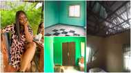 Young lady shares photos as she completes father's house with her savings after many years