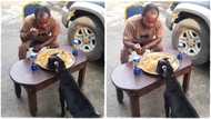 "Animals are friendly": Man and his goat share jollof rice from the same tray, video goes viral on TikTok