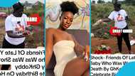 Late Yaa Baby's friends visit her burial site with cake and champagne to celebrate her b'day, video
