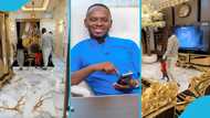 Prominent Ghanaian business mogul awes many with 'golden' interior of his gigantic mansion in Obuasi, video