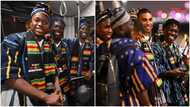 Black Stars players receive applause as they arrive in Qatar wearing uniformed traditional fugu styles