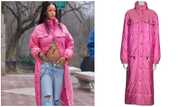 Vintage and expensive: Rihanna dons 100k cedis pink designer coat and necklace in pregnancy photos