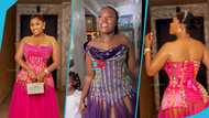 Fella Makafui "copies" Nana Ama McBrown's viral corset dress design to an event