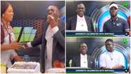 Akrobeto @60: Comedy actor eats cake like fufu as his two handsome sons surprise him on live tv (Videos)
