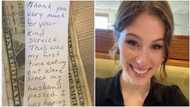 Waitress in tears as widowed customer pens appreciation note & reveals why she's eating out alone, many react