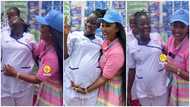 Nana Ama McBrown hugs, rubs the belly of a pregnant lady she met during Belpak donation at Kpone Polyclinic, video melts hearts