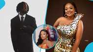 Fameye gushes over Bernice Asare as she turns heads in an exquisite orange strapless gown
