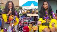 Videos drop as Jackie Appiah celebrates her 39th birthday in her hometown, gifts public toilet, borehole, other items to her people