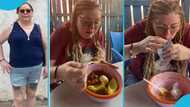 American woman in Ghana tries gari and beans for the first time