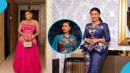 Nana Ama McBrown looks breathtaking in a stylish pleated dress styled with a corseted kente bustier