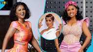 Nana Ama McBrown goes viral with her white ruched thigh-high dress and short hairstyle for her 46th birthday; Tracey Boakye reacts