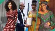 Ini Edo flaunts curves as she receives Global African honorary award, Nollywood stars celebrate her