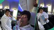 Excited mum calls daughter while onboard business class flight, video leaves netizens rolling